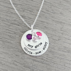 Personalized My Girls Necklace With Birthstones