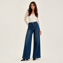 Ladda upp bild till gallerivisning, Judy Blue Lux High Waist Wide Leg Jeans in Dark Fade Indigo
