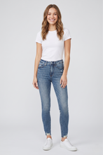Load image into Gallery viewer, Judy Blue Tummy Control Vintage Wash Hem Destroy Blue Denim Skinny Jeans
