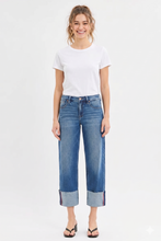 Ladda upp bild till gallerivisning, RISEN Tummy Control Mid Rise Crop Wide Cuffed Jeans
