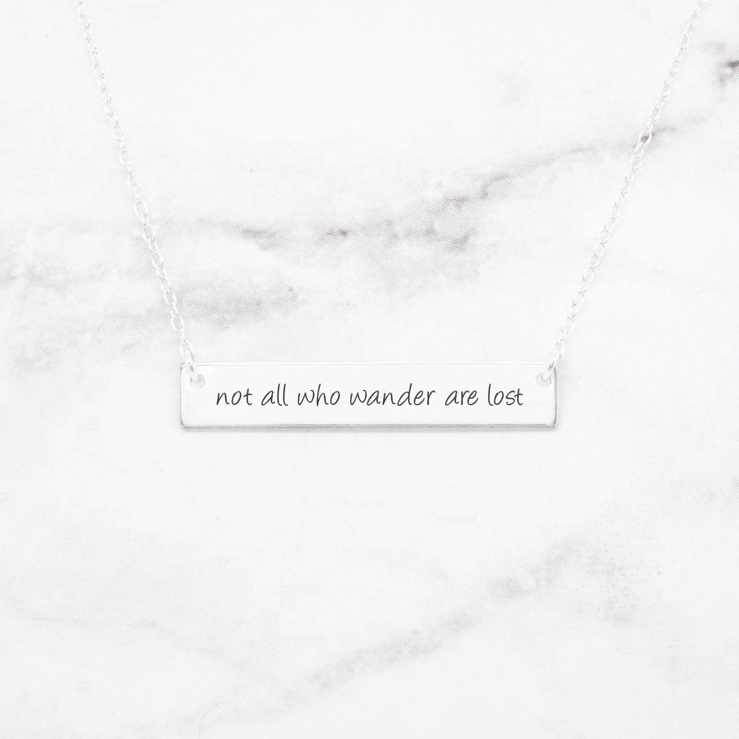 Not All Who Wander Are Lost Personalized Quote Bar Necklace