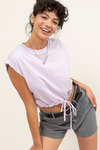 HYFVE Purple Drawstring Hem Crop Top