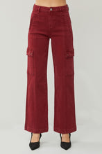 Ladda upp bild till gallerivisning, RISEN High Rise Wide Leg Cargo Red Denim Jeans
