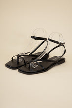 Load image into Gallery viewer, Top Moda Black Strappy Flat Sandals
