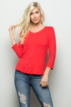 Load image into Gallery viewer, Celeste Three Quarter Sleeve Curved Hem Top
