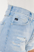 Load image into Gallery viewer, Kancan Distressed Button Fly Blue Denim Jean Shorts
