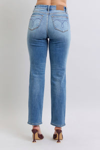 Judy Blue Wash Thermal Wash Straight Leg Blue Denim Jeans