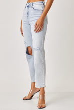 Ladda upp bild till gallerivisning, RISEN Ripped Distressed Relaxed Straight Leg Blue Denim Jeans
