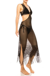 Mermaid Swimwear Super Soft Sheer Crochet Side Cutout Cover Up