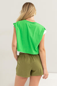 HYFVE Green Drawstring Hem Crop Top