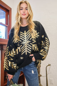 And The Why Foil Snowflake Knit Sweater