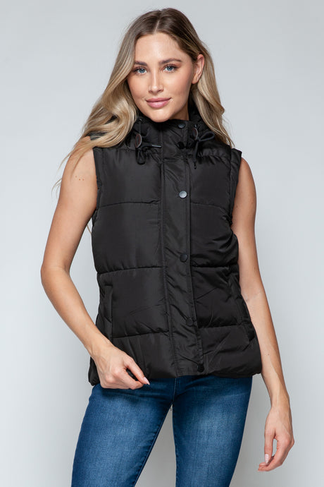 Snobbish Black Snap and Zip Hooded Vest