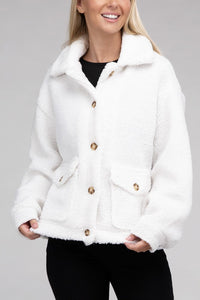 Ambiance Cozy Sherpa Button Down Lined Jacket