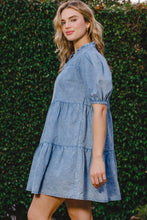 Load image into Gallery viewer, ODDI Washed Tiered Mini Denim Dress
