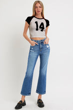 Cargar imagen en el visor de la galería, RISEN Tummy Control High Rise Cropped Blue Denim Bootcut Jeans
