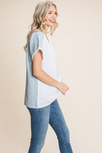 Load image into Gallery viewer, Cotton Bleu by Nu Lab Striped Contrast Short Sleeve Top
