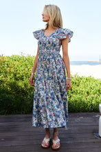 Load image into Gallery viewer, Davi &amp; Dani Vintage Garden Floral Flutter Sleeve Smocked Dress
