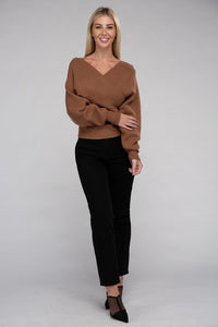 Zenana Criss Cross Wrap Soft Knit Top