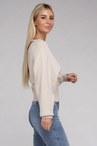 Zenana Criss Cross Wrap Soft Knit Top