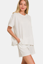 Cargar imagen en el visor de la galería, Zenana Rib Short Sleeve T-Shirt and Shorts Loungewear Set
