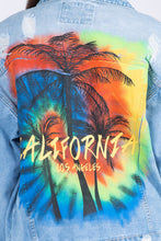 Cargar imagen en el visor de la galería, American Bazi Painted California LA Distressed Denim Jacket
