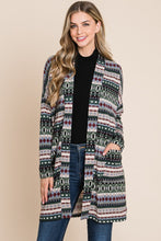 Ladda upp bild till gallerivisning, BOMBOM Aztec Open Front Long Sleeve Cardigan
