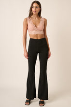 Cargar imagen en el visor de la galería, Mittoshop Black Crepe Knit Elastic Waist Flare Leg Pants
