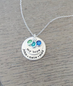 My Boys Personalized Necklace With Birthstones