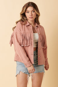 Mittoshop Pink Fringe Detail Cotton Twill Jacket