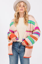 Загрузить изображение в средство просмотра галереи, SAGE + FIG Rainbow Striped Open Front Knit Cardigan
