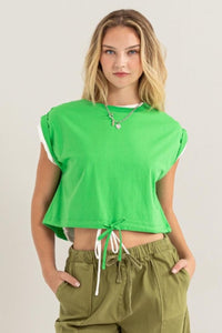 HYFVE Green Drawstring Hem Crop Top