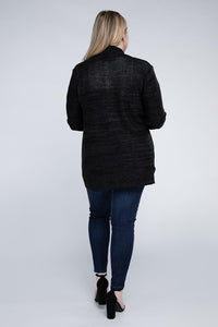 Ambiance Apparel Plus Size Black Open Front Longline Cardigan