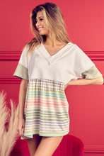 Load image into Gallery viewer, BiBi Colorblock Solid Striped Exposed Seam Oversized Relaxed Fit Top
