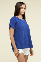 Load image into Gallery viewer, Zenana Brushed Waffle Exposed Seam Short Sleeve Top
