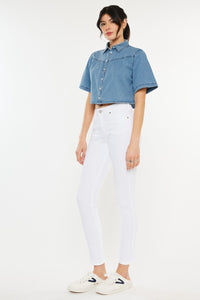 Kancan High Waisted White Denim Skinny Jeans