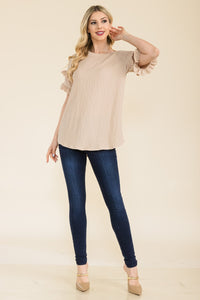 Celeste Double Ruffle Sleeve Textured Top