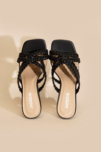 Fortune Dynamic Kellan Double Cross Braided Mule Heels