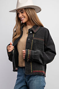 Sweet Generis Embroidered Washed Cotton Jacket