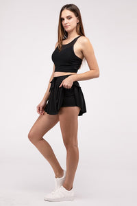 Zenana Curved Hem Athletic Skirt Hidden Shorts With Inner Pockets