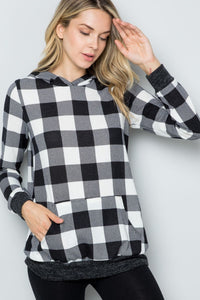 Celeste Contrast Plaid Long Sleeve Hoodie