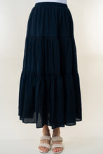 Load image into Gallery viewer, White Birch Black Tiered Maxi Skirt
