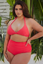 Ladda upp bild till gallerivisning, Mermaid Swimwear Plus Size High Waisted Tie back Two Piece Bikini Set
