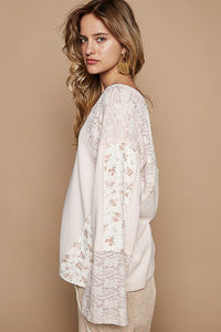 POL Luxe Lace Floral Knit Top