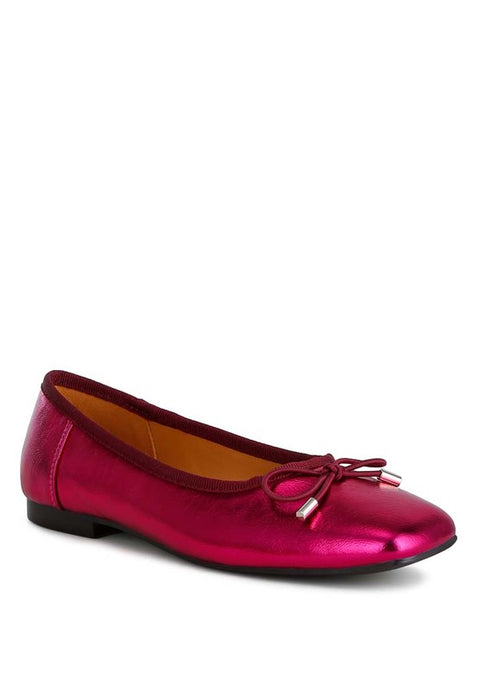 Rag Primrose Metallic Pleather Bow Ballerinas