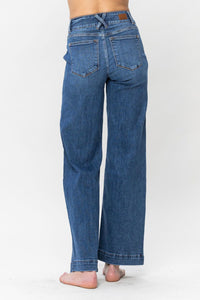 Judy Blue Double Button Wide Leg Blue Denim Jeans