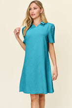 Cargar imagen en el visor de la galería, Double Take Solid Color Textured Collared Short Sleeve Dress
