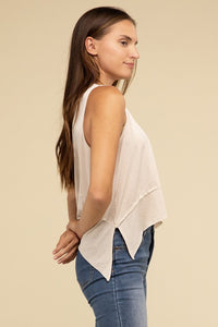 Zenana Asymmetrical Side Slit Sleeveless Top