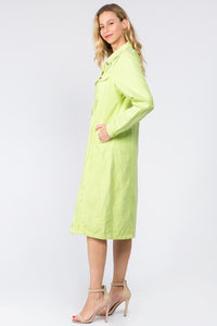 American Bazi Green Button Down Distressed Denim Dress