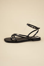 Load image into Gallery viewer, Top Moda Black Strappy Flat Sandals
