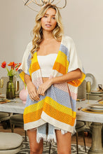 Load image into Gallery viewer, BiBi Openwork Striped Open Front Knit Cardigan
